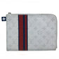 LOUIS VUITTON M61745 Monogram White Jour PM L-Zip Second Bag/Clutch Bag in Monogram Canvas, Men's, White x Red x Blue