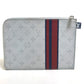 LOUIS VUITTON M61745 Monogram White Jour PM L-Zip Second Bag/Clutch Bag in Monogram Canvas, Men's, White x Red x Blue