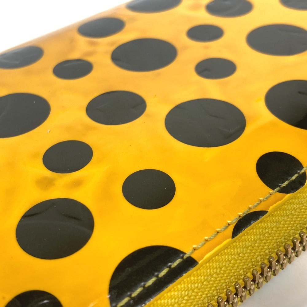 LOUIS VUITTON M91571 Yayoi Kusama Vernis Dot Infinity Zippy Wallet Long Wallet Round Zipper Long Wallet Patent Leather Women's Black Yellow