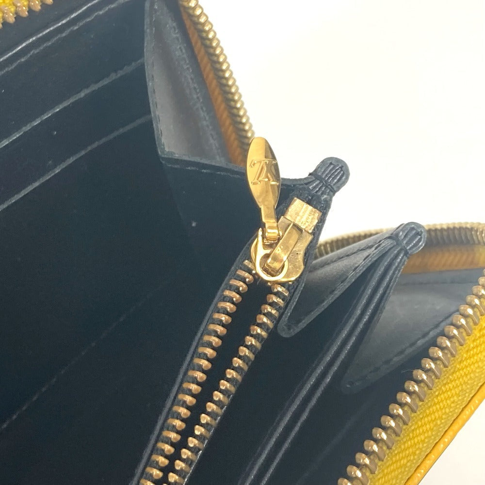 LOUIS VUITTON M91571 Yayoi Kusama Vernis Dot Infinity Zippy Wallet Long Wallet Round Zipper Long Wallet Patent Leather Women's Black Yellow