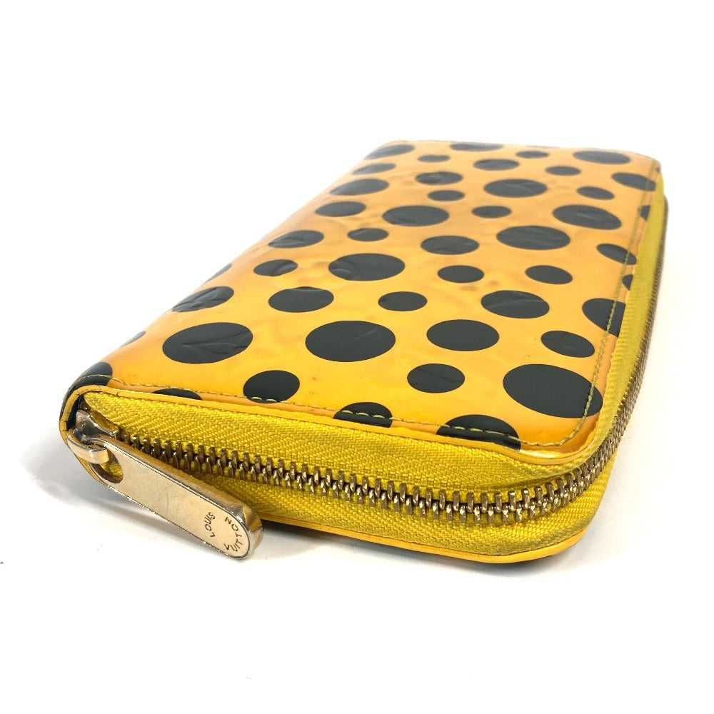LOUIS VUITTON M91571 Yayoi Kusama Vernis Dot Infinity Zippy Wallet Long Wallet Round Zipper Long Wallet Patent Leather Women's Black Yellow