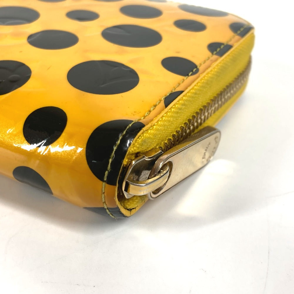 LOUIS VUITTON M91571 Yayoi Kusama Vernis Dot Infinity Zippy Wallet Long Wallet Round Zipper Long Wallet Patent Leather Women's Black Yellow