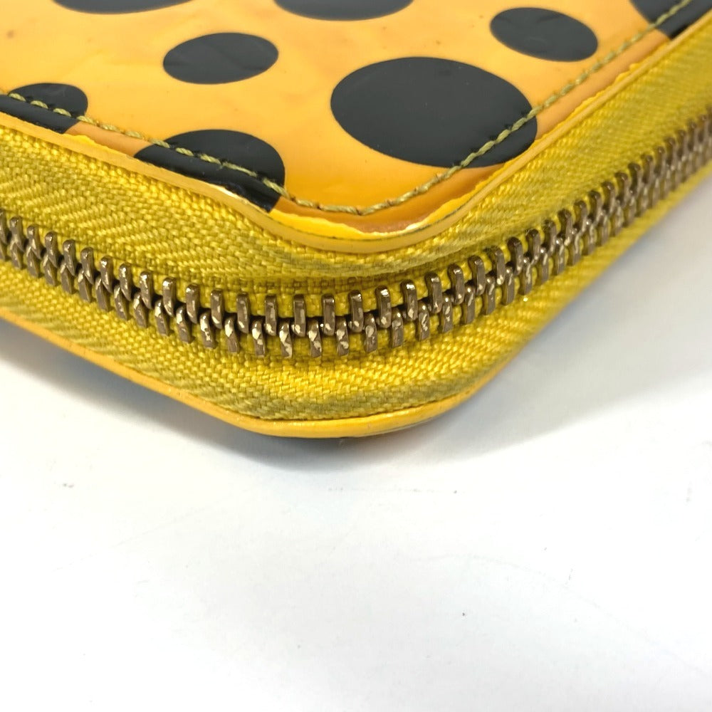 LOUIS VUITTON M91571 Yayoi Kusama Vernis Dot Infinity Zippy Wallet Long Wallet Round Zipper Long Wallet Patent Leather Women's Black Yellow