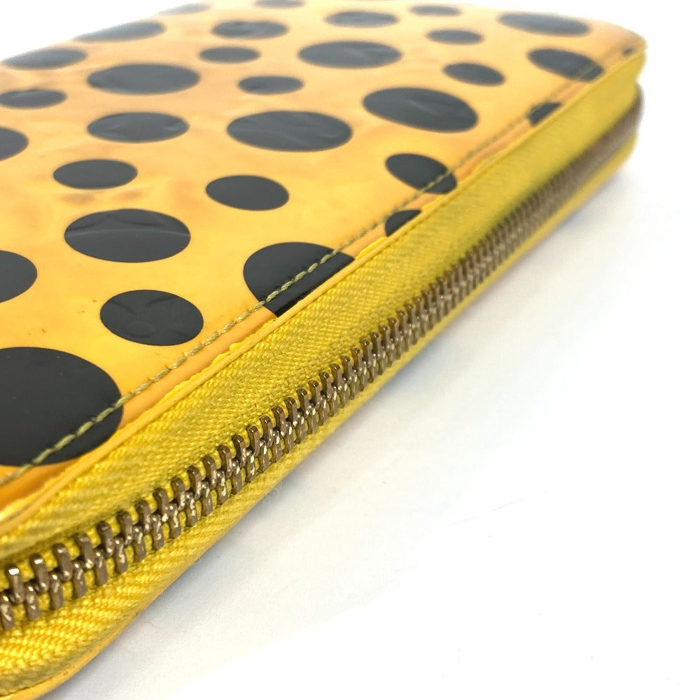 LOUIS VUITTON M91571 Yayoi Kusama Vernis Dot Infinity Zippy Wallet Long Wallet Round Zipper Long Wallet Patent Leather Women's Black Yellow