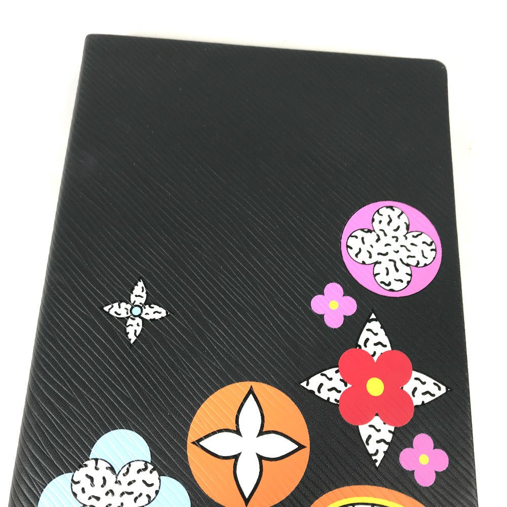 LOUIS VUITTON Epi Caix Clemence Flower Design Stationery Notebook Epi Leather Women's Black