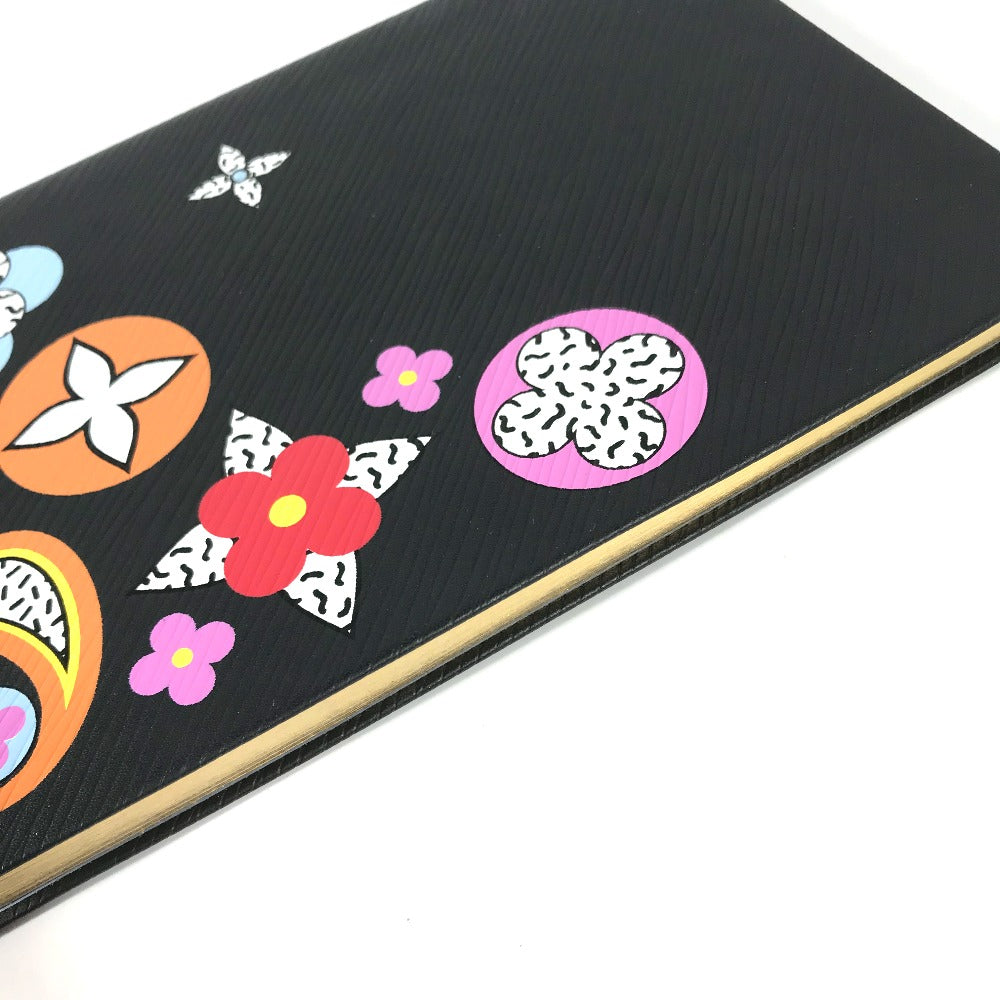 LOUIS VUITTON Epi Caix Clemence Flower Design Stationery Notebook Epi Leather Women's Black