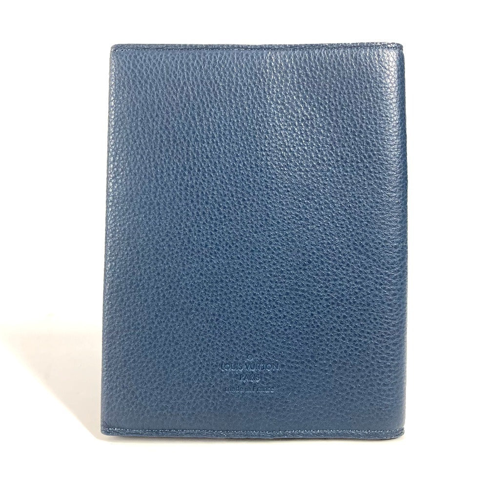 LOUIS VUITTON Bloc de notas Logo Papelería Funda para libro Funda para cuaderno Piel Unisex Azul marino