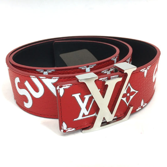 LOUIS VUITTON MP015 Louis Vuitton x Supreme Monogram Santur LV Initial Pants Belt, 2017 Autumn/Winter Collection, Men's Leather, Red