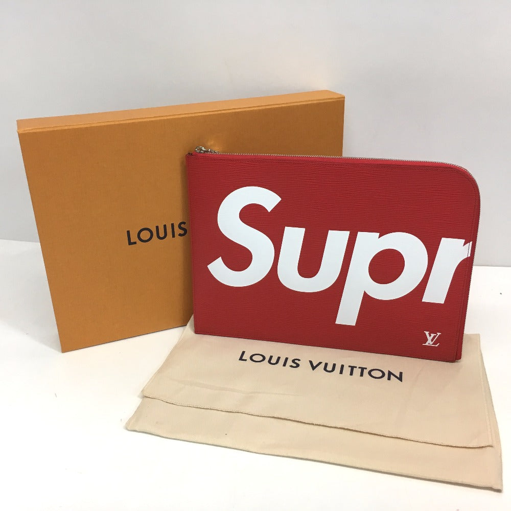 LOUIS VUITTON M67722 Louis Vuitton x Supreme Epi Leather Pochette Jour GM Clutch Bag, Men's, Red