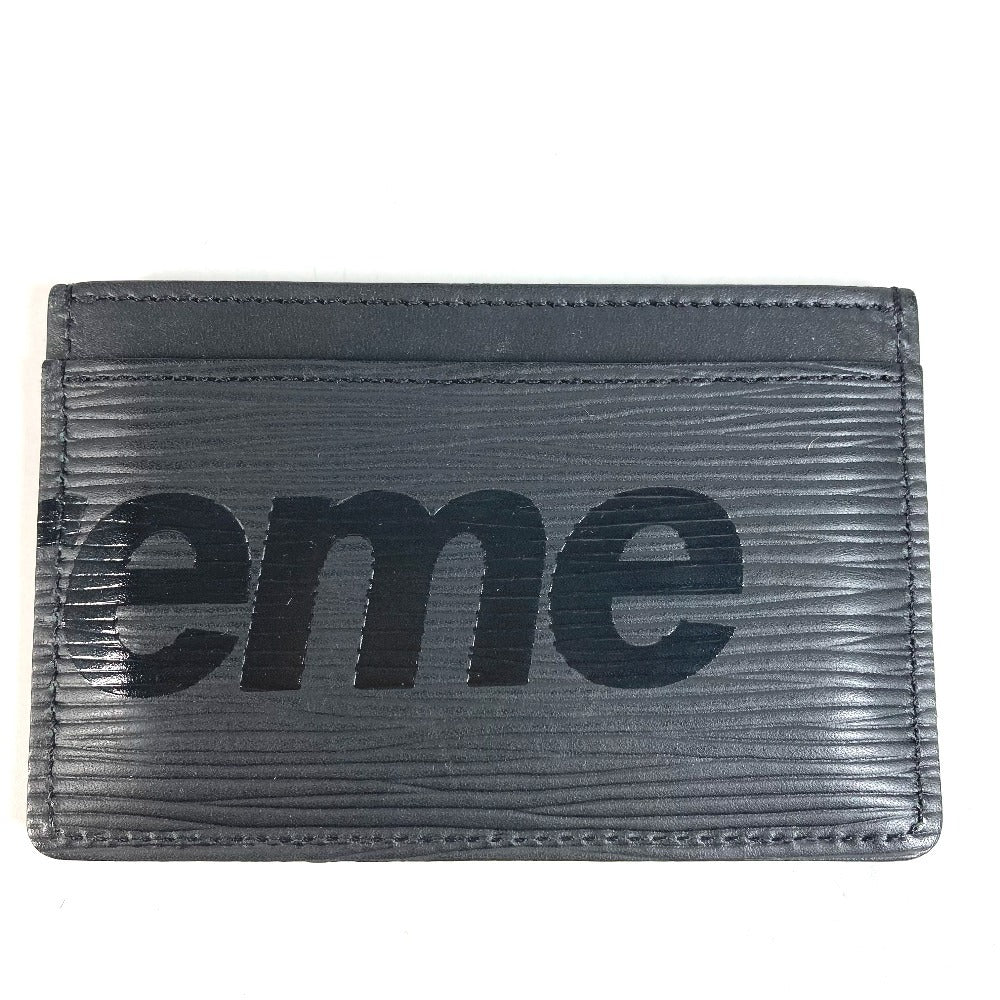 LOUIS VUITTON M67753 Epi Supreme Collaboration Supreme Porte Cartes Simple Business Card Holder Pass Case Card Case Epi Leather Men's Black