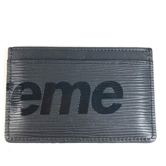 LOUIS VUITTON M67753 Epi Supreme Collaboration Supreme Porte Cartes Simple Business Card Holder Pass Case Card Case Epi Leather Men's Black