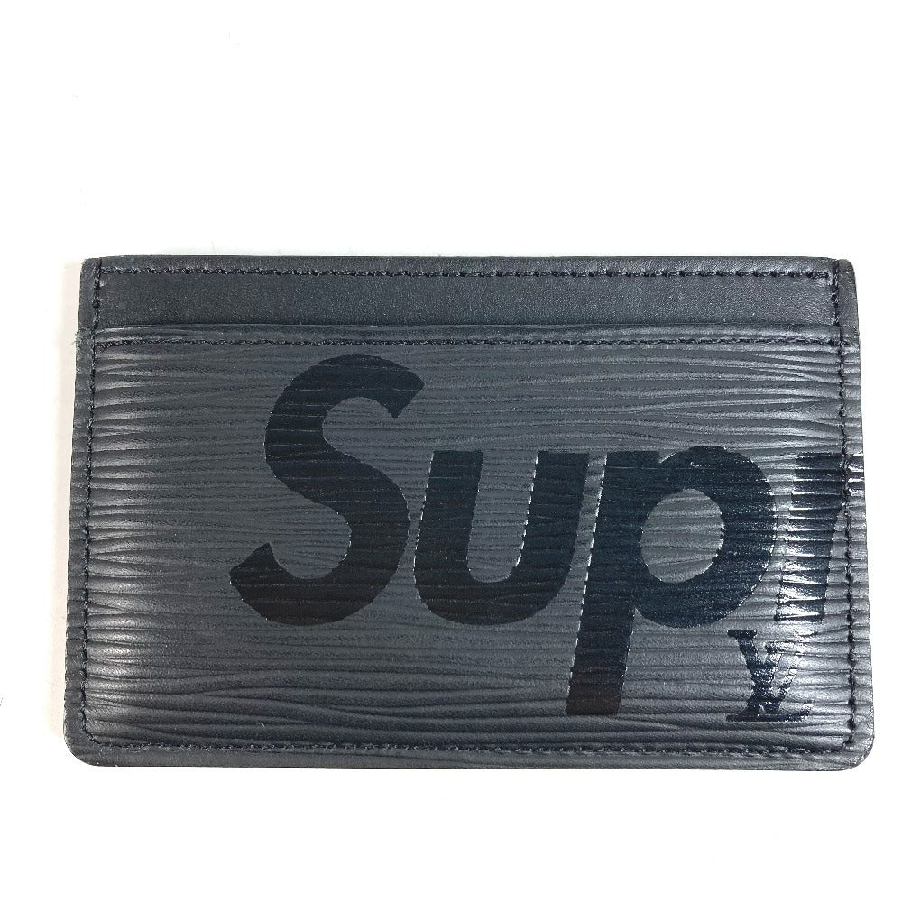 LOUIS VUITTON M67753 Epi Supreme Collaboration Supreme Porte Cartes Simple Business Card Holder Pass Case Card Case Epi Leather Men's Black