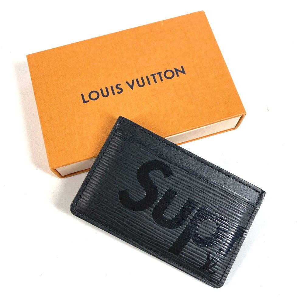 LOUIS VUITTON M67753 Epi Supreme Collaboration Supreme Porte Cartes Simple Business Card Holder Pass Case Card Case Epi Leather Men's Black