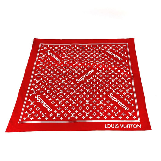 LOUIS VUITTON MP1888 シュプリーム コラボ supreme ロゴ スカーフ インテリア バンダナ コットン ユニセックス レッド - brandshop-reference