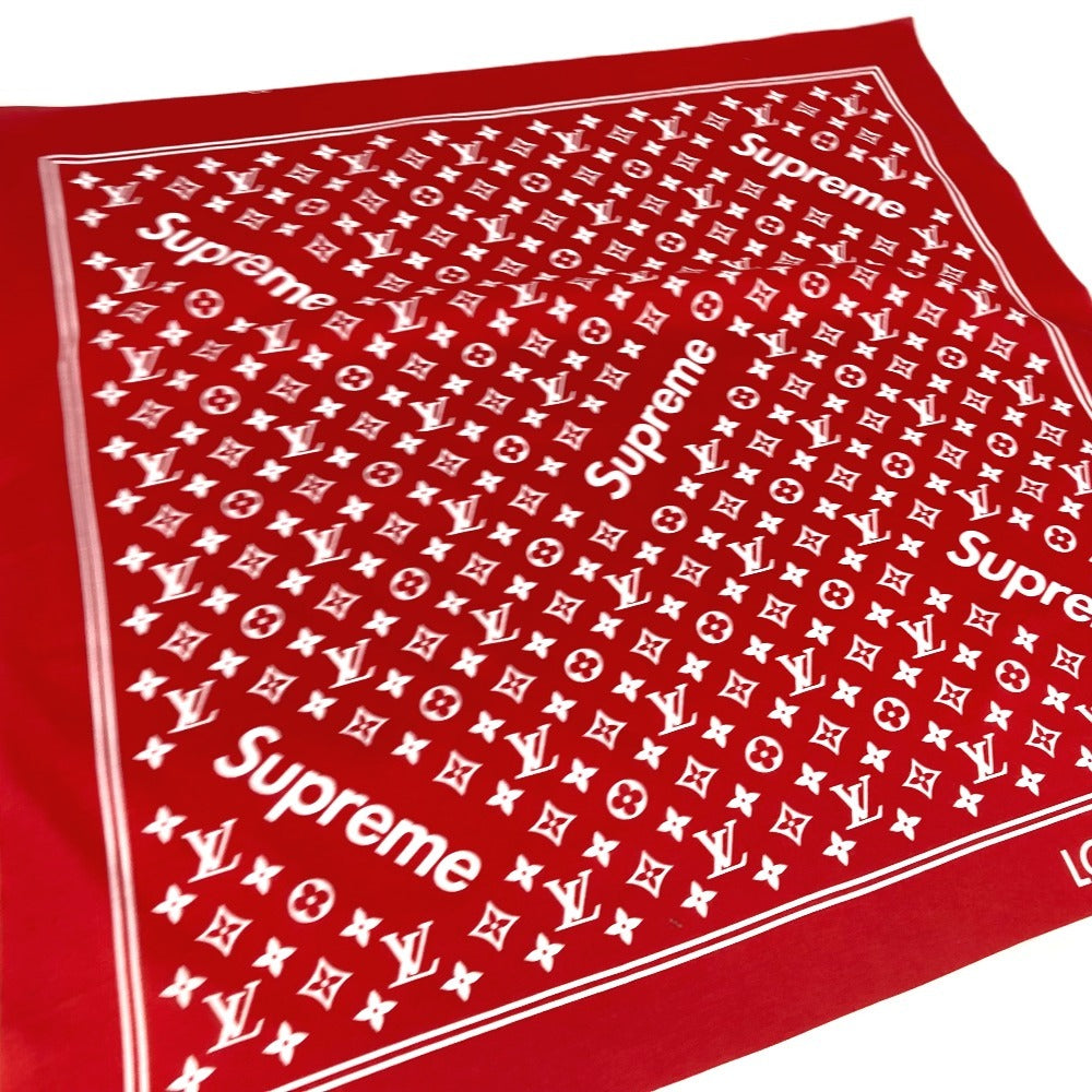 LOUIS VUITTON MP1888 シュプリーム コラボ supreme ロゴ スカーフ インテリア バンダナ コットン ユニセックス レッド - brandshop-reference