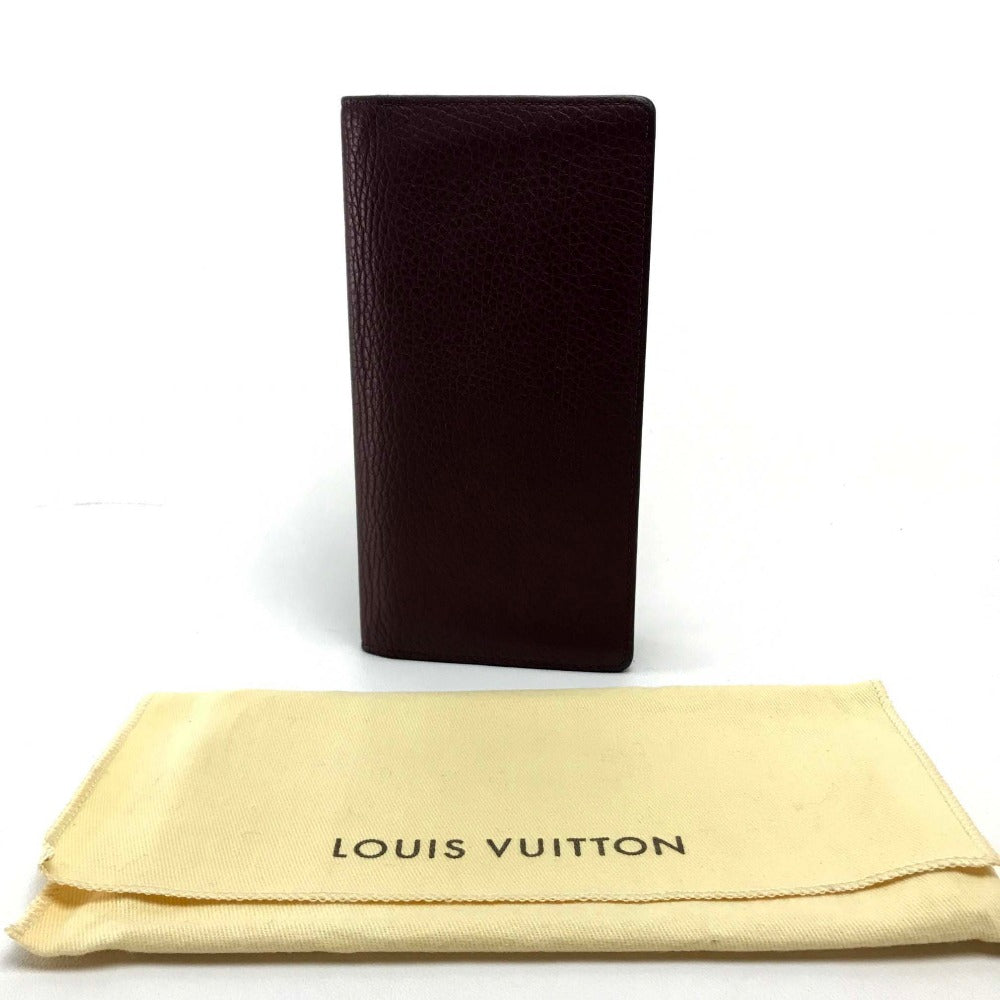 LOUIS VUITTON Portefeuille Brazza Bi-fold Long Wallet in Taurillon Leather, Men's, Bordeaux