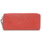 LOUIS VUITTON M60913 Epi Portefeuille Clemence Round Zip Long Wallet in Epi Leather, Women's, Red, Coquelicot
