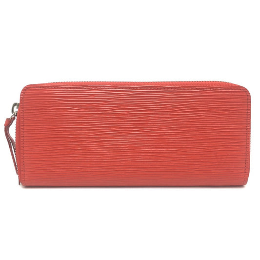 LOUIS VUITTON M60913 Epi Portefeuille Clemence Round Zip Long Wallet in Epi Leather, Women's, Red, Coquelicot