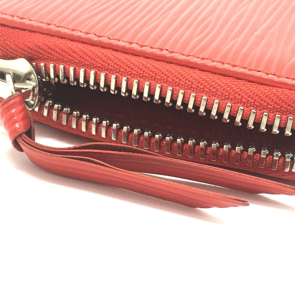 LOUIS VUITTON M60913 Epi Portefeuille Clemence Round Zip Long Wallet in Epi Leather, Women's, Red, Coquelicot