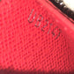 LOUIS VUITTON M60913 Epi Portefeuille Clemence Round Zip Long Wallet in Epi Leather, Women's, Red, Coquelicot
