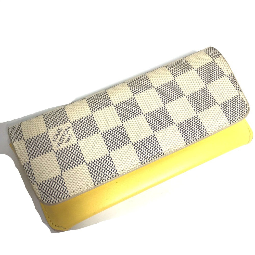 LOUIS VUITTON GI0388 ダミエアズール エテュイ リュネット ウディ メガネ サングラスケース ポーチ 眼鏡ケース ダミエアズールキャンバス メンズ イエロー