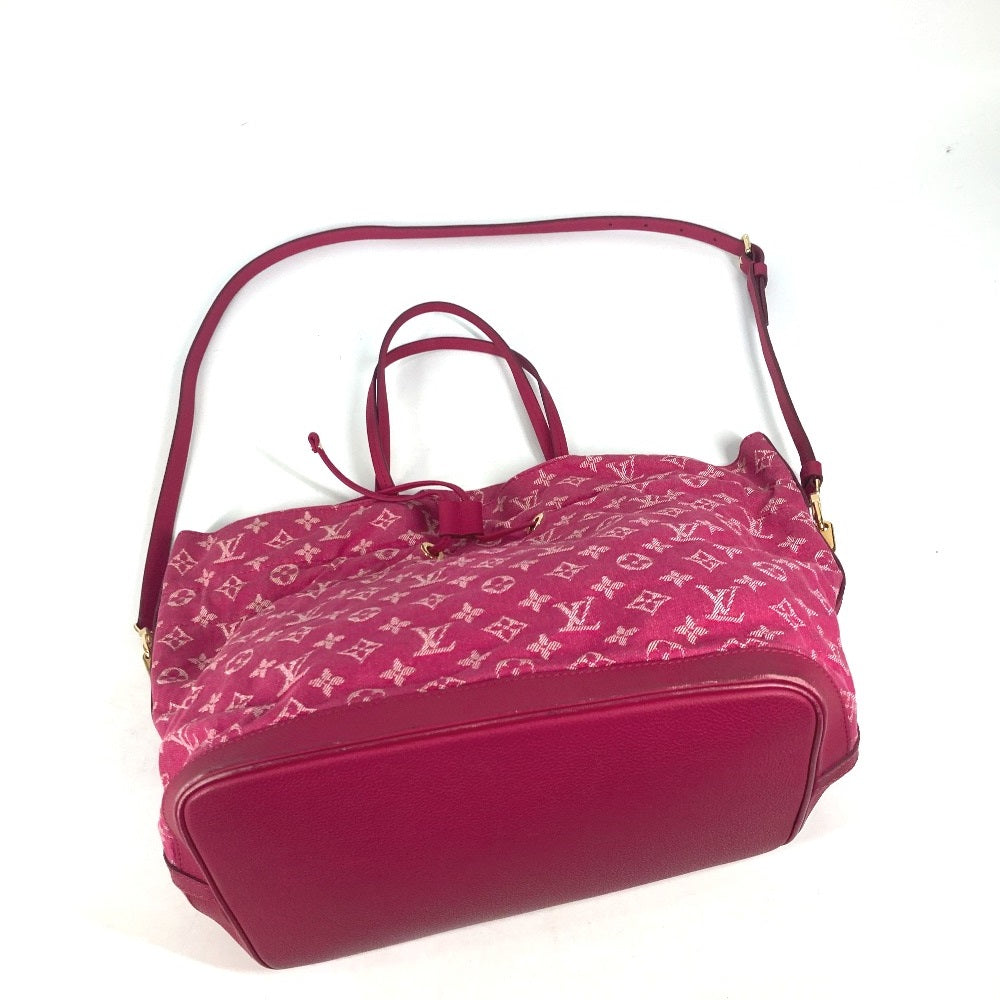 LOUIS VUITTON M40870 모노그램 데님 노에풀 MM 백 버킷 토트 백 드로스트링 크로스바디 숄더백 모노그램 데님 레이디스 로즈 안디안 핑크