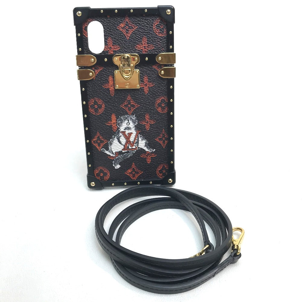 LOUIS VUITTON M63891 Transformed Monogram Eye Trunk Catgram iPhone X XS iPhone Case Monogram Canvas Women's Maroon Black/Orange