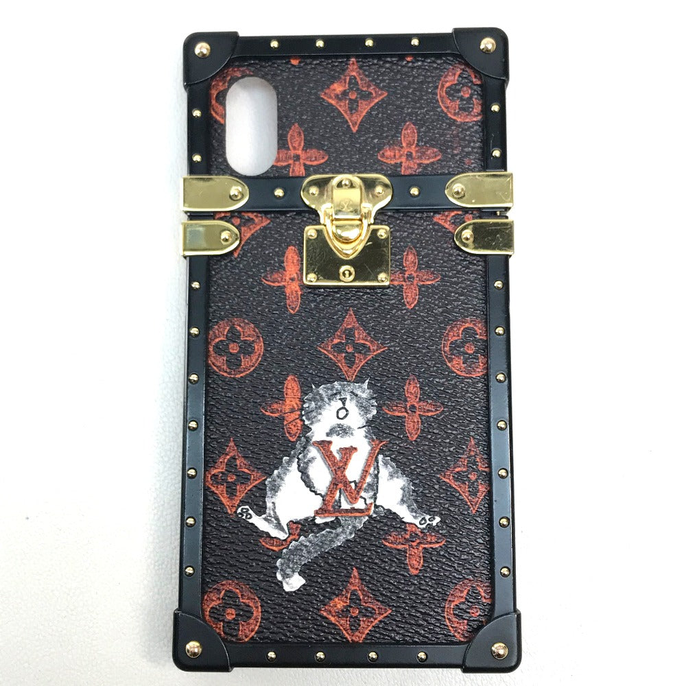 LOUIS VUITTON M63891 Transformed Monogram Eye Trunk Catgram iPhone X XS iPhone Case Monogram Canvas Women's Maroon Black/Orange