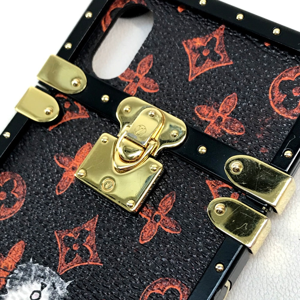 LOUIS VUITTON M63891 Transformed Monogram Eye Trunk Catgram iPhone X XS iPhone Case Monogram Canvas Women's Maroon Black/Orange