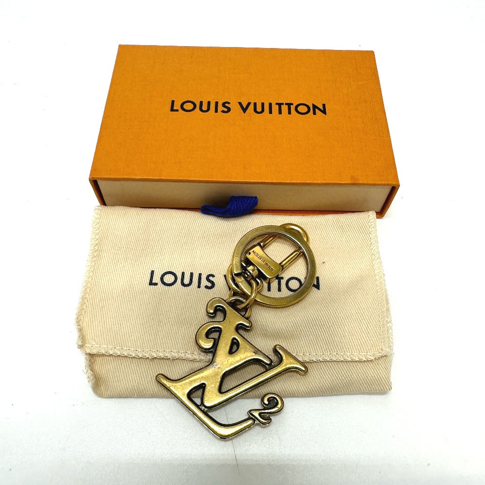 LOUIS VUITTON MP2715 NIGO Collaboration Porte Cle Squared LV Bag Charm Logo Keychain Metal Men's Gold