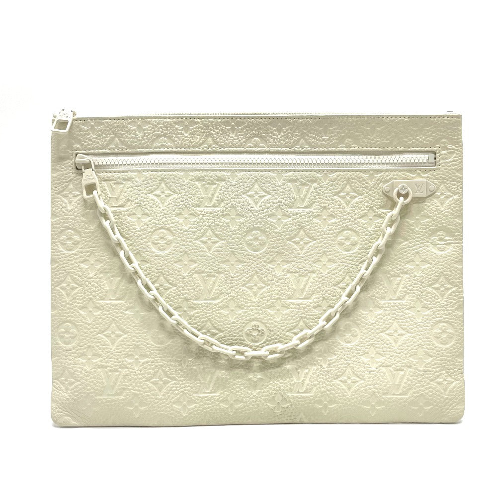 LOUIS VUITTON M67462 Taurillon Monogram Pochette A4 Bag, Virgil Abloh Clutch Bag, Taurillon, Men's, Blanc, White