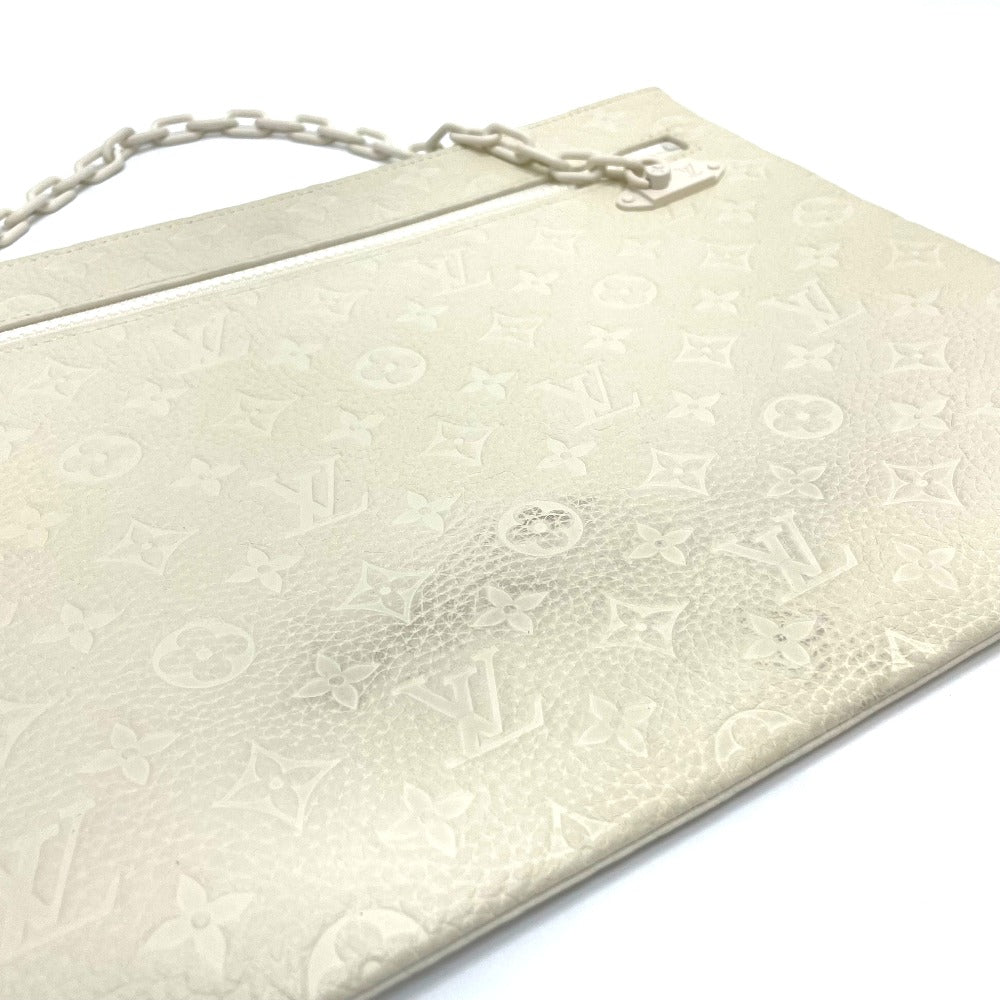 LOUIS VUITTON M67462 Taurillon Monogram Pochette A4 Bag, Virgil Abloh Clutch Bag, Taurillon, Men's, Blanc, White