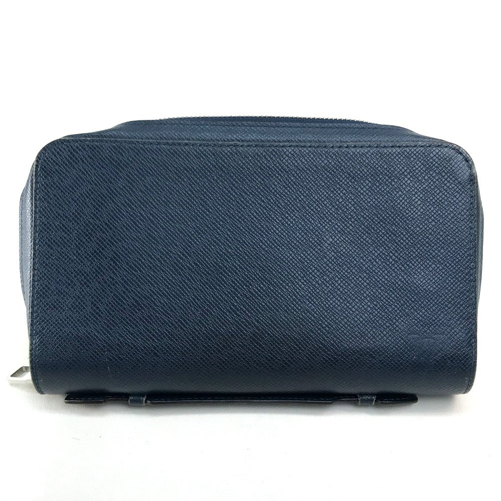 LOUIS VUITTON M42098 Taiga Zippy XL Clutch Bag with Handle, Long Wallet, Taiga Leather, Men's, Ocean Blue