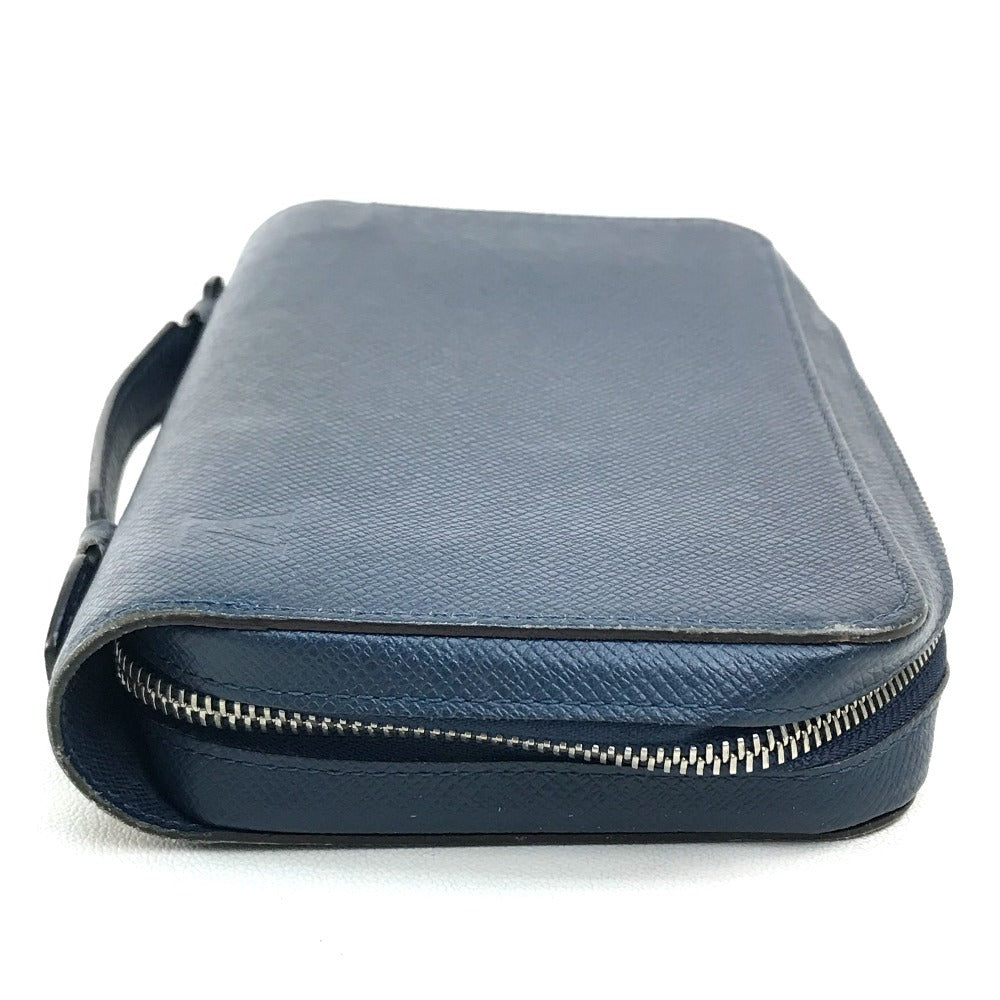 LOUIS VUITTON M42098 Taiga Zippy XL Clutch Bag with Handle, Long Wallet, Taiga Leather, Men's, Ocean Blue
