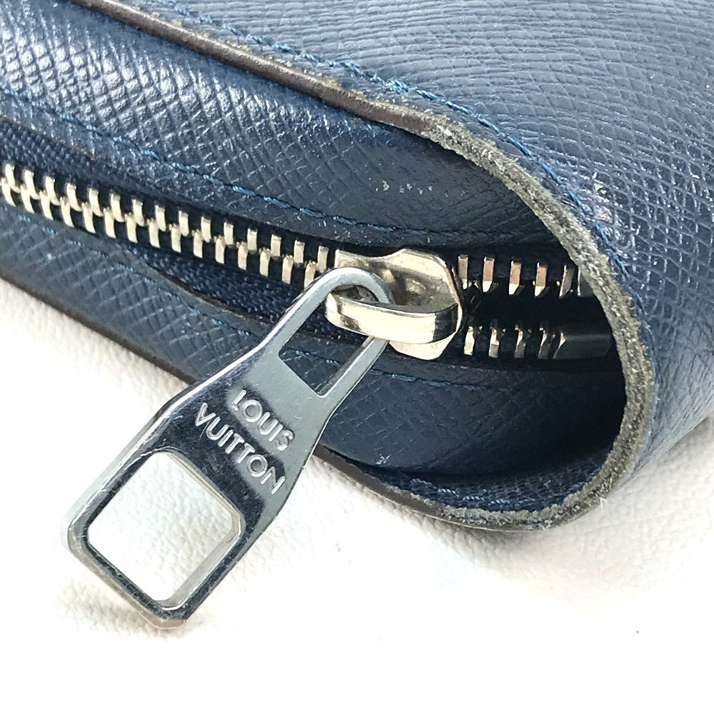 LOUIS VUITTON M42098 Taiga Zippy XL Clutch Bag with Handle, Long Wallet, Taiga Leather, Men's, Ocean Blue