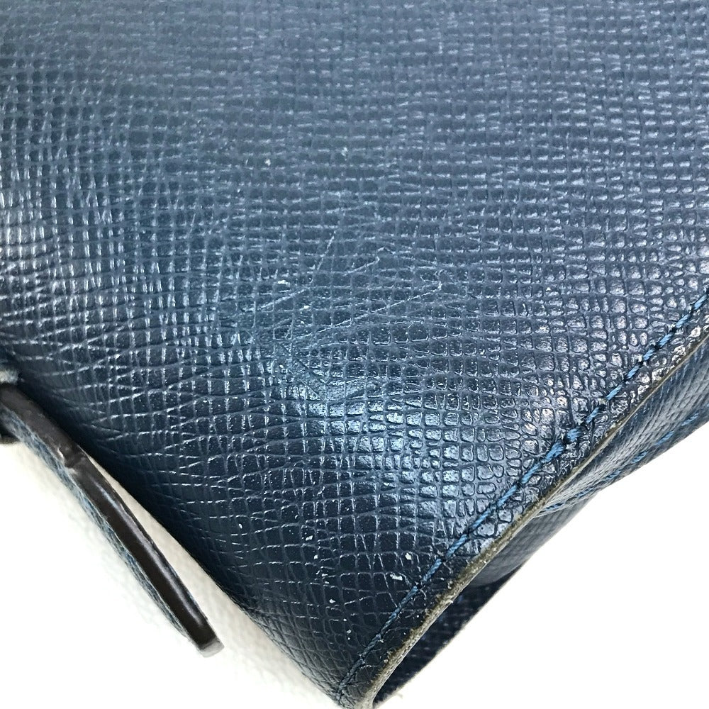 LOUIS VUITTON M42098 Taiga Zippy XL Clutch Bag with Handle, Long Wallet, Taiga Leather, Men's, Ocean Blue