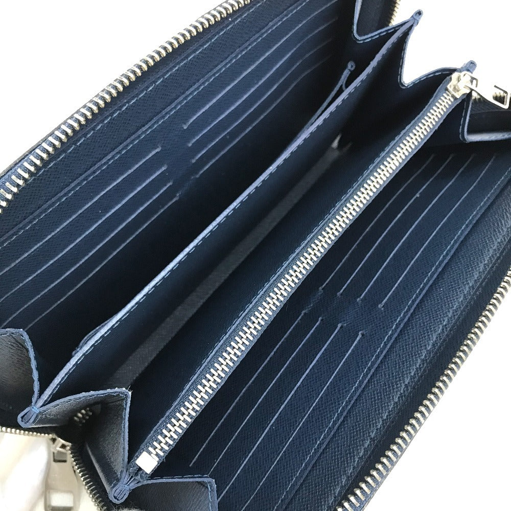 LOUIS VUITTON M42098 Taiga Zippy XL Clutch Bag with Handle, Long Wallet, Taiga Leather, Men's, Ocean Blue