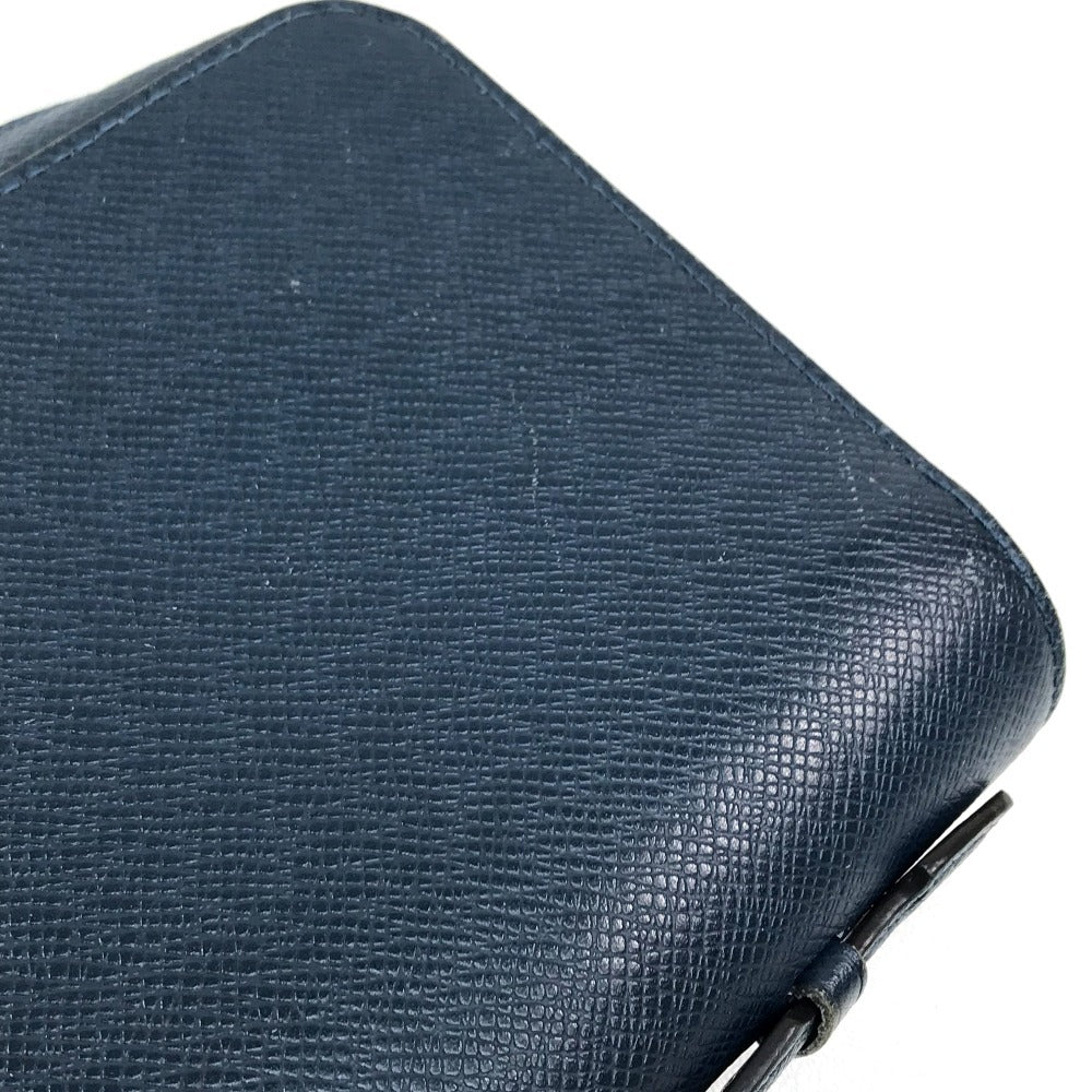 LOUIS VUITTON M42098 Taiga Zippy XL Clutch Bag with Handle, Long Wallet, Taiga Leather, Men's, Ocean Blue