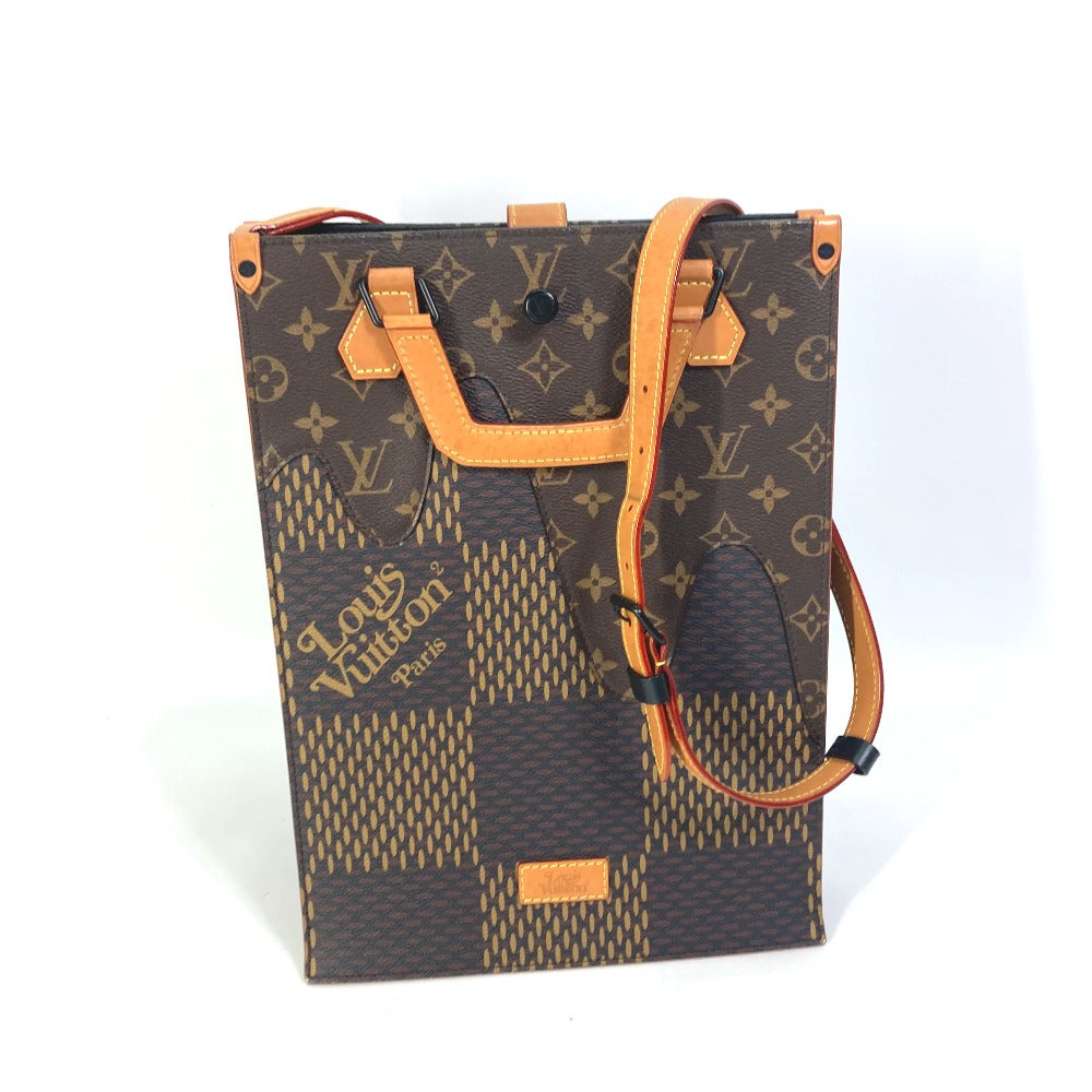 LOUIS VUITTON N40355 Damier Giant NIGO Collaboration Mini Tote Bag, 2-Way Shoulder Bag/Crossbody Bag, Damier Canvas, Men's, Brown