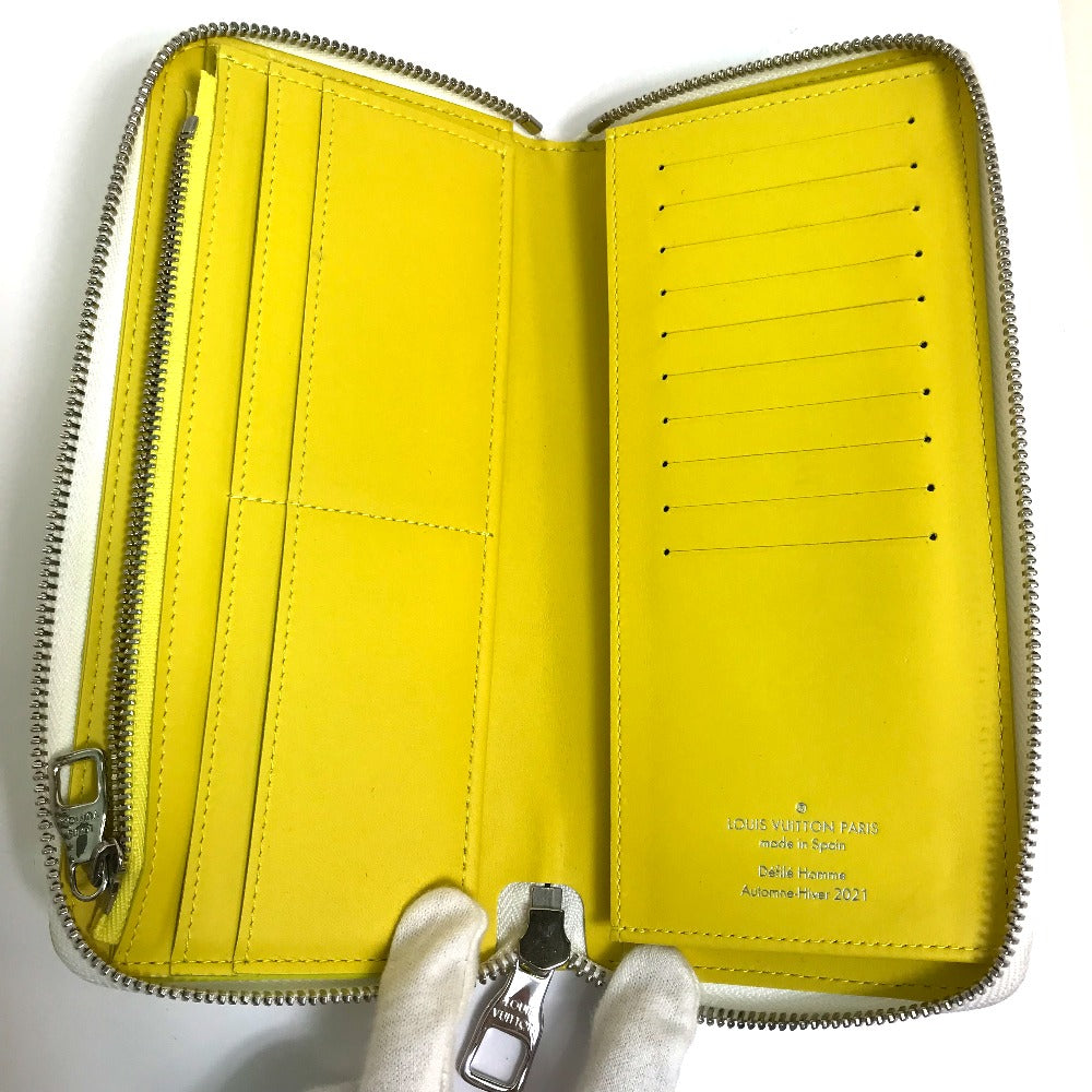 LOUIS VUITTON M80852 Logo Zippy Wallet Vertical Everyday LV Long Wallet Taurillon Leather Men's Yellow