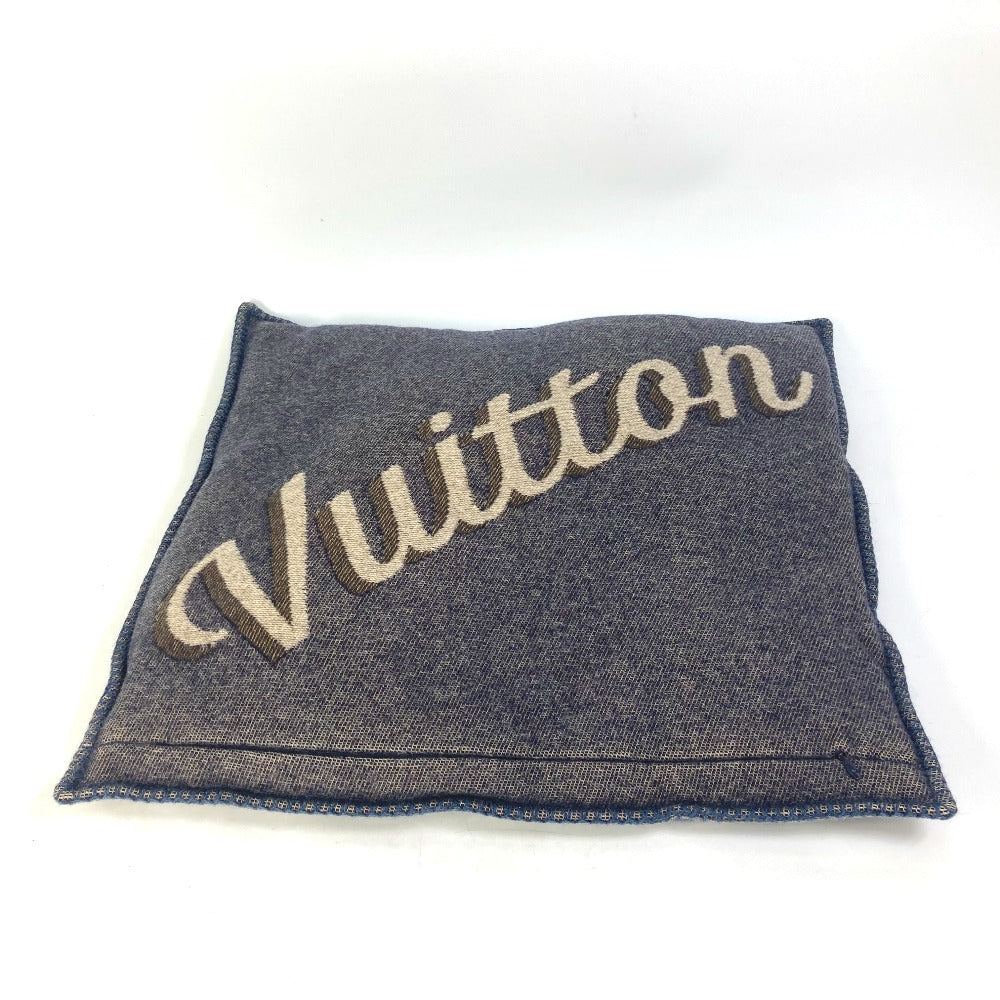LOUIS VUITTON M70336 ロゴ ピロー 枕 インテリア クッション ウール レディース ネイビー