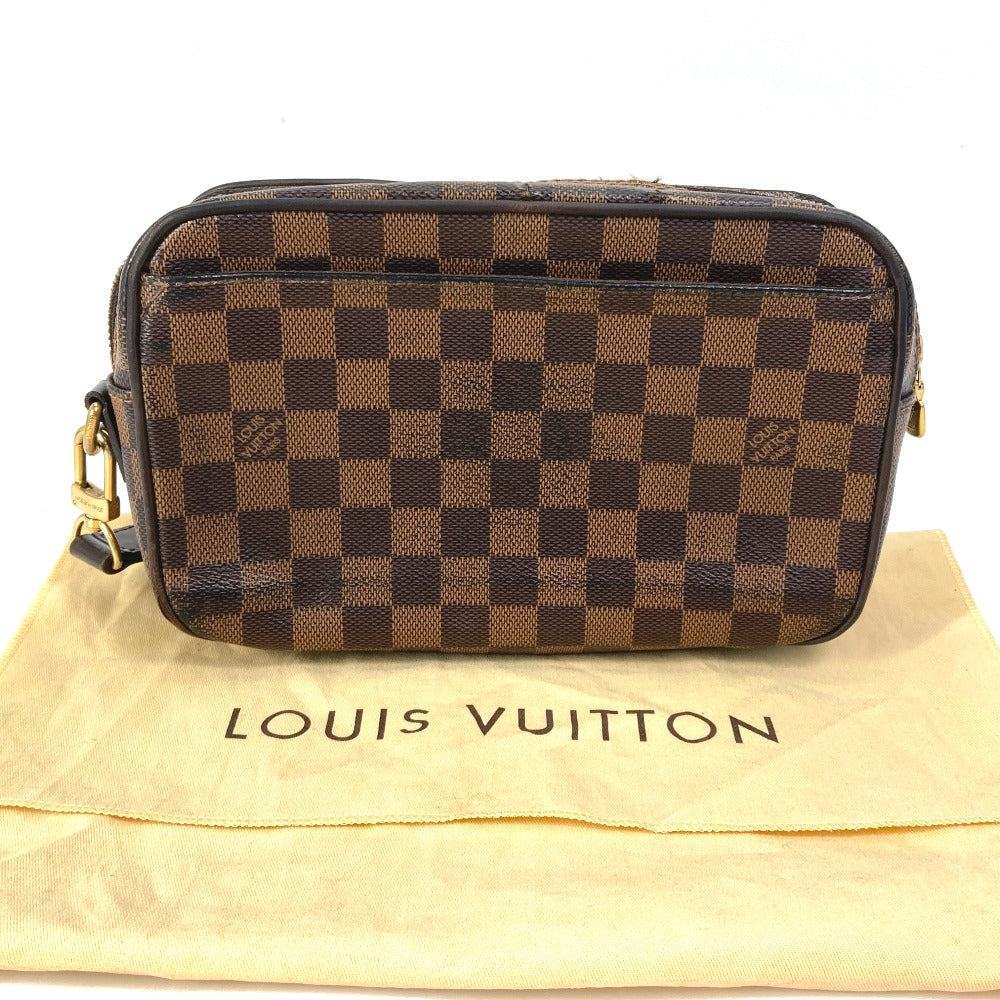 LOUIS VUITTON N41219 Damier Pochette Saint Paul Pouch with Strap, Men's Second Bag, Damier Canvas, Ebene Brown