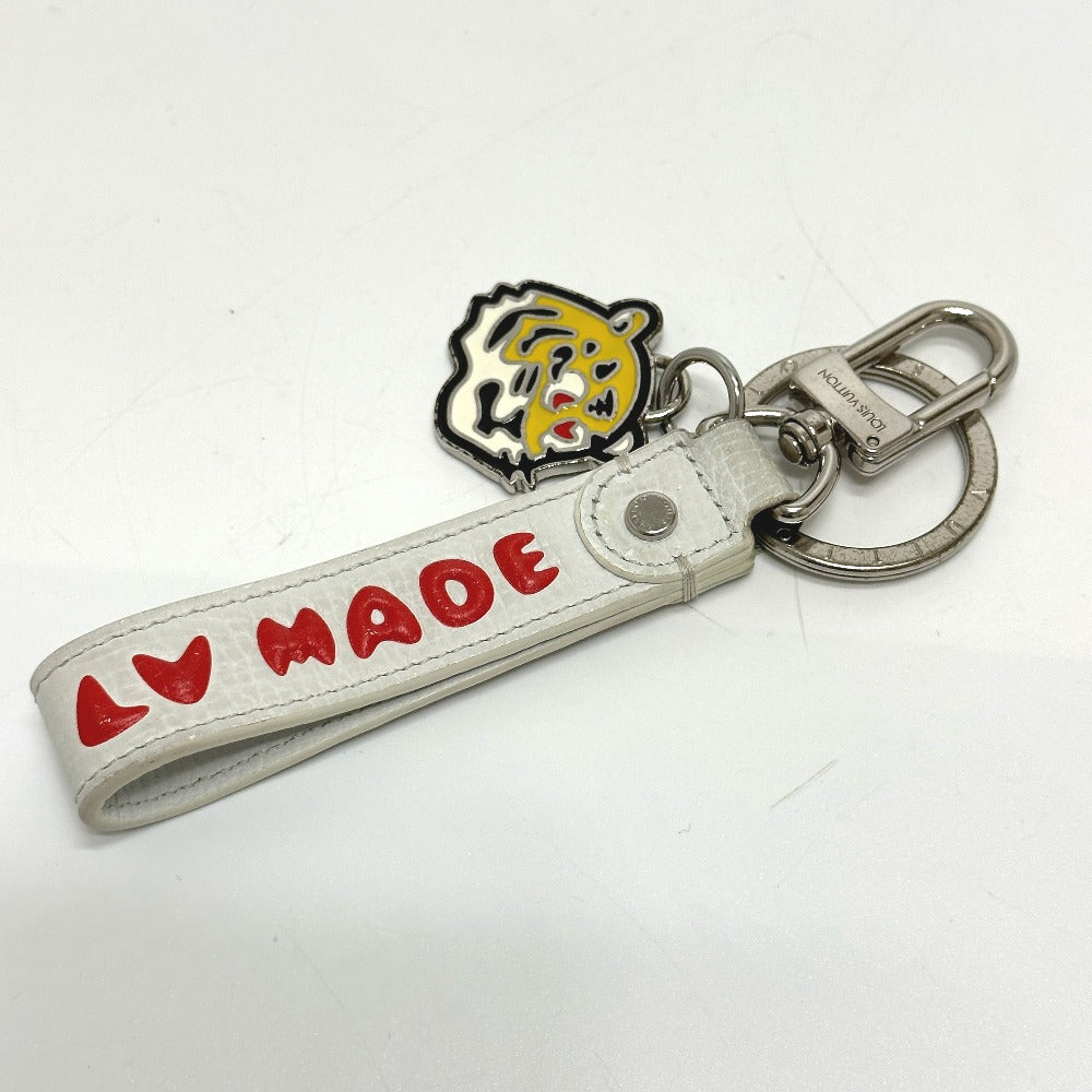 LOUIS VUITTON MP3225 NIGOコラボ ドラゴンヌ・LV MADE ストラップ バッグチャーム キーホルダー レザー メンズ ホワイト