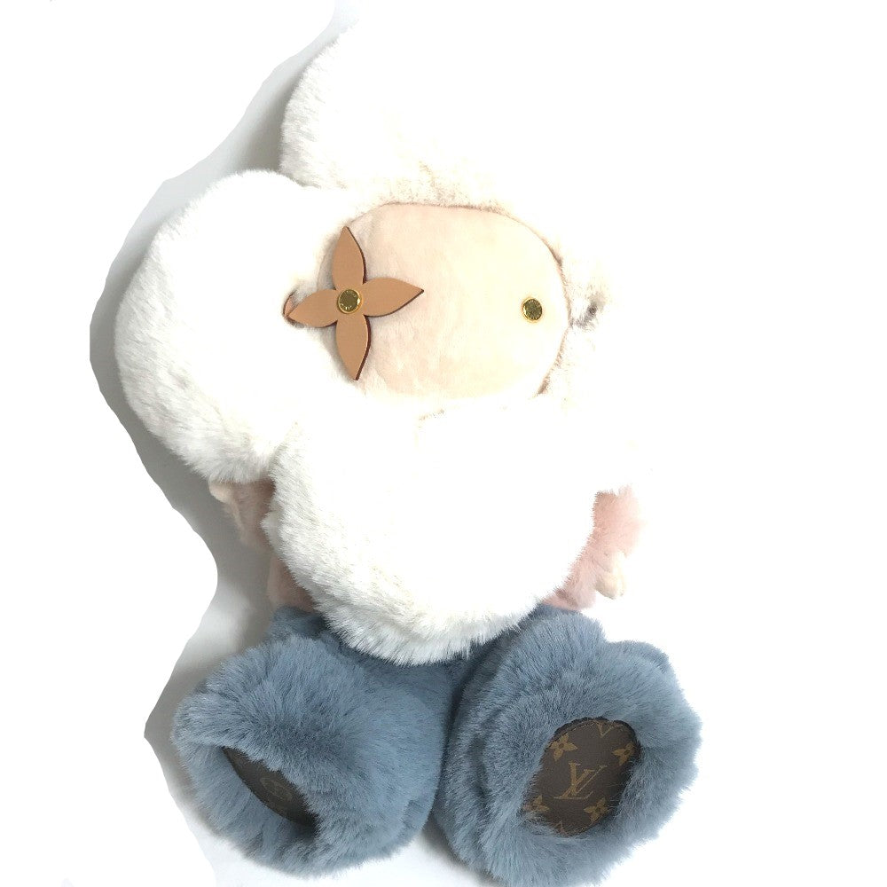 LOUIS VUITTON GI0445 Dudu Vivienne Muñeca Interior Peluche Piel Mujer Blanco