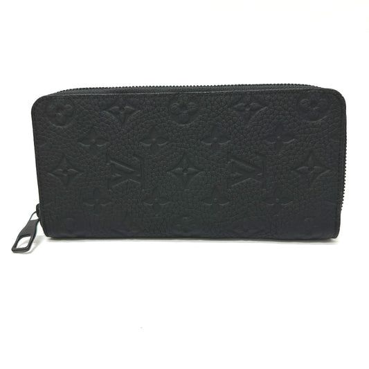 LOUIS VUITTON M69047 Monogram Zippy Wallet Vertical Round Zipper Long Wallet in Taurillon Leather, Men's, Black