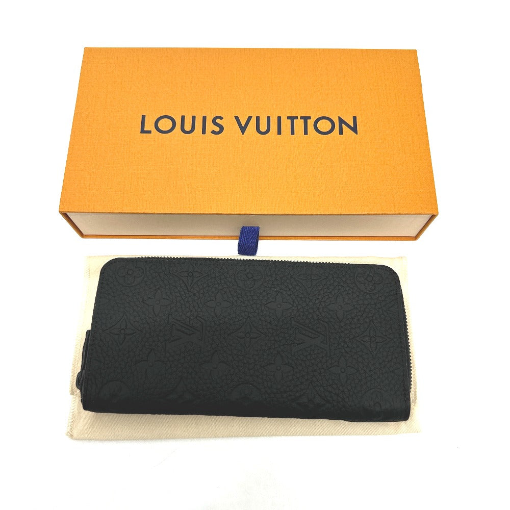 LOUIS VUITTON M69047 Monogram Zippy Wallet Vertical Round Zipper Long Wallet in Taurillon Leather, Men's, Black
