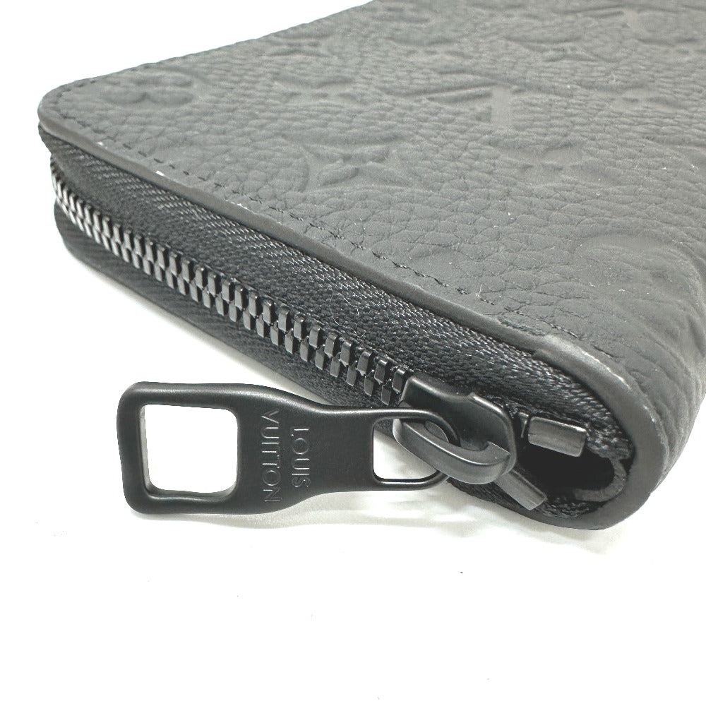 LOUIS VUITTON M69047 Monogram Zippy Wallet Vertical Round Zipper Long Wallet in Taurillon Leather, Men's, Black