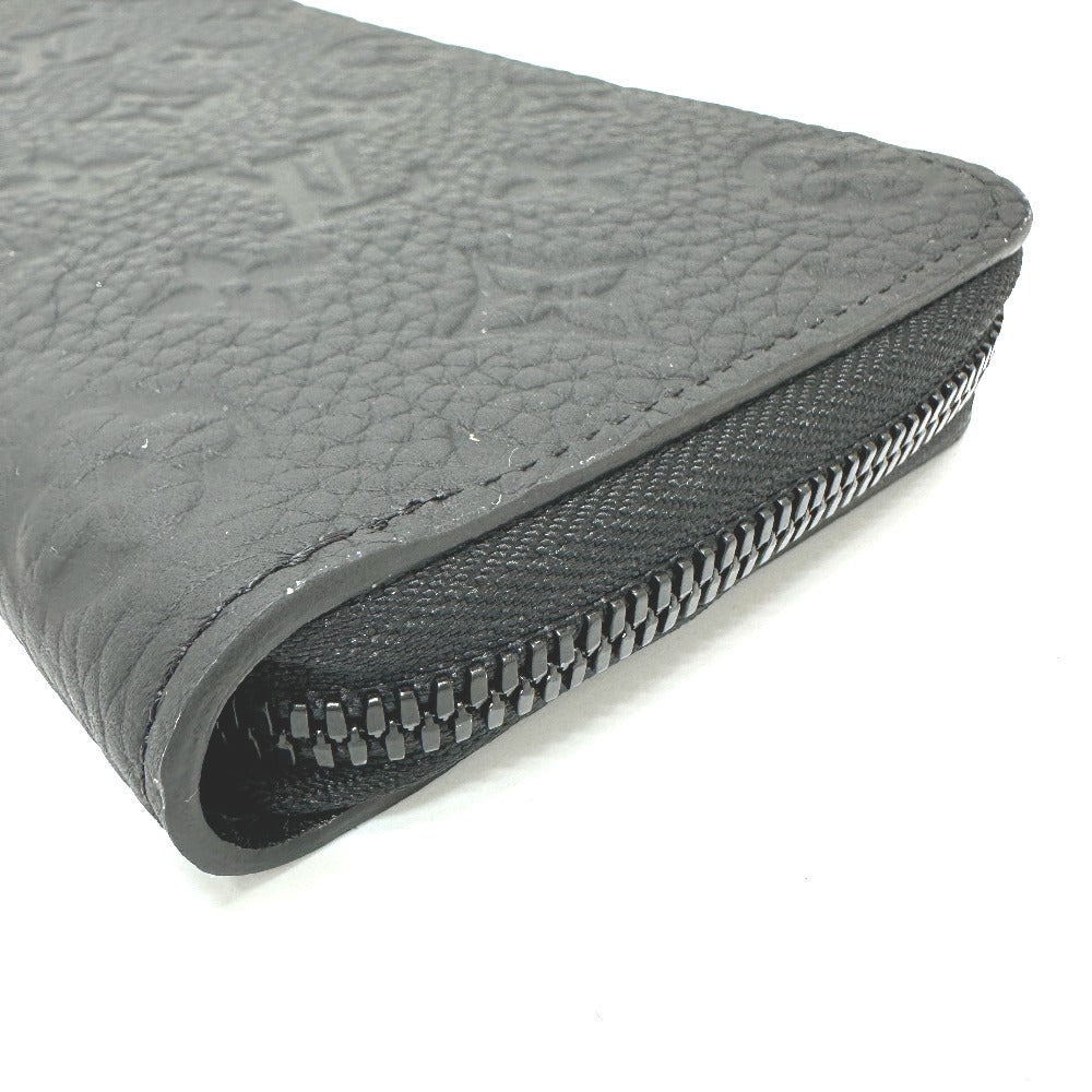LOUIS VUITTON M69047 Monogram Zippy Wallet Vertical Round Zipper Long Wallet in Taurillon Leather, Men's, Black