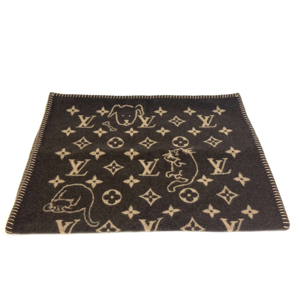 LOUIS VUITTON MP2260 クヴェルチュール スモール キャットグラム インテリア 毛布 猫 ブランケット ウール/カシミヤ ユニセックス ブラウン - brandshop-reference