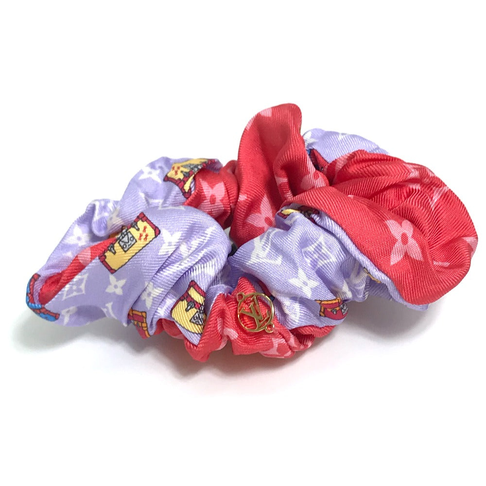 LOUIS VUITTON M77692 Scrunchie Set, Minimal Hair Accessory, Silk Scrunchie, Women's, Red and Purple